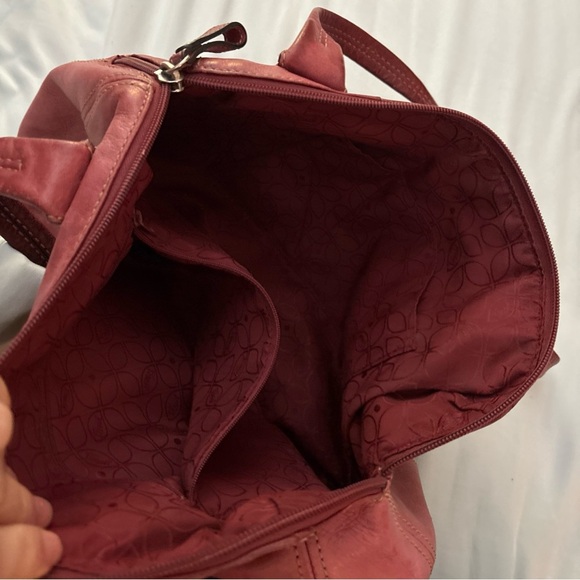 Fossil Lot Red Soft Glove Leather  Shoulder Bag Satchel Wristlet Wallet Purse - Picture 4 of 8